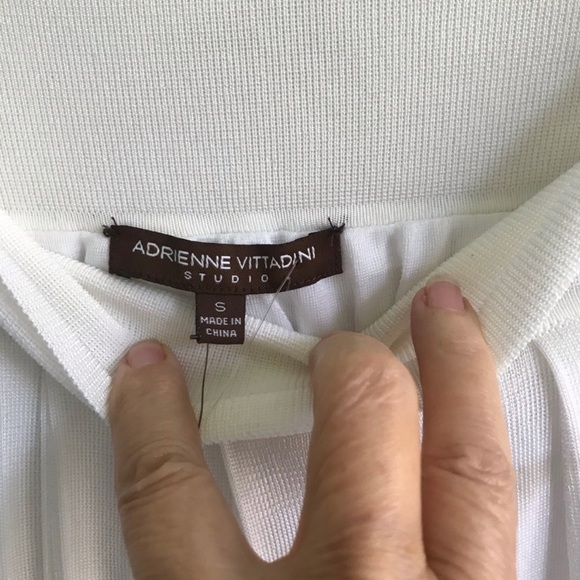 ADRIENNE VITTADINI STUDIO WINTER WHITE SKIRT PLEATS WIDE WAISTBAND STRETCH LINED - Picture 6 of 8